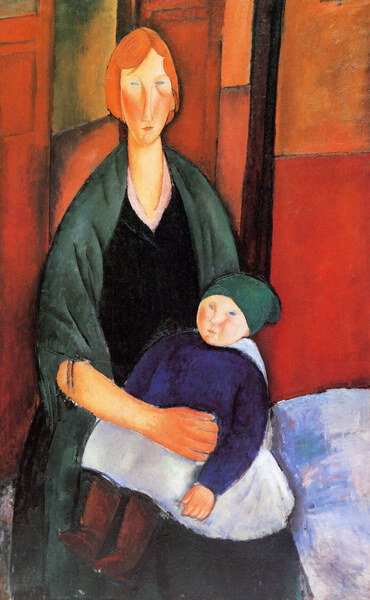 Modigliani - Sitting woman with child by Modigliani